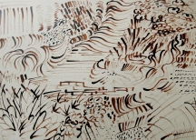 Mark making like Van Gogh using a Reed Pen and Ink.