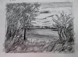 Over the fields in pencil