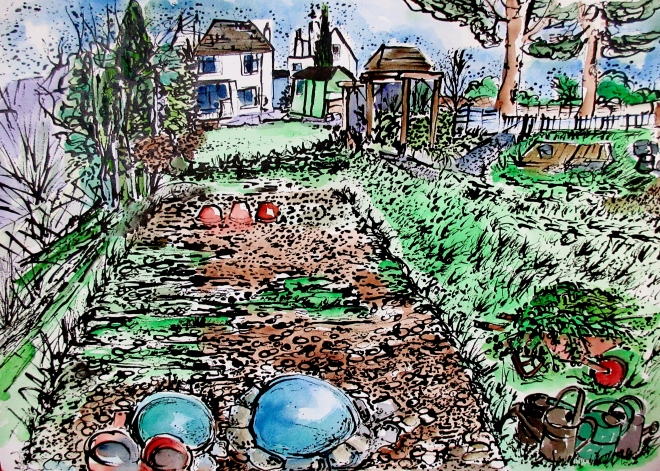 'My Garden' Ink and watercolour on paper