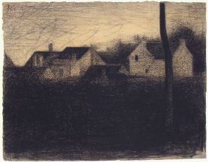 George Seurat Landscape with Houses Artist:Georges Seurat (French, Paris 1859–1891 Paris) Date:1881–82 Medium:Conté crayon Dimensions:9 13/16 x 12 9/16 in. (24.9 x 31.9 cm)